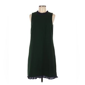 J.Crew Green/Navy Lined Sleeveless Ruffle Dress Size 6
